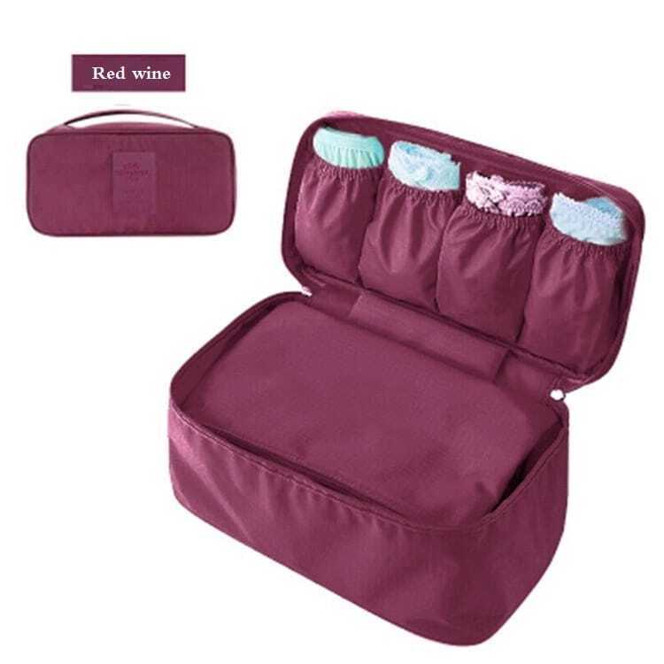 SHUANG YOU 3 Layer Lingerie Toiletry Travel Bag for Storage of Bra  Underwear Cosmetics Travel Toiletry Kit Wine Red - Price in India