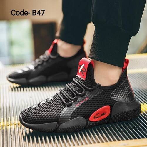 Stylish Black & Red Sneaker For Men, Size: 39