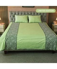 Emerald Bloom Embroidery Bedsheet