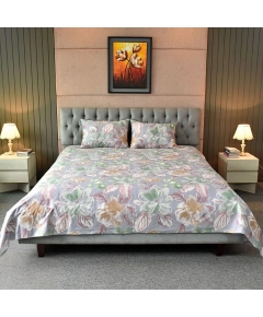 Watercolour Flora Printed Bed sheet – Grey