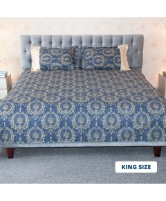Navy Trophy Print Bed Sheet