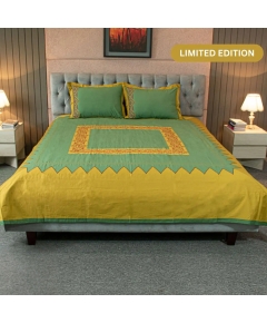 Mustard Meadow Embroidery Bed Sheet