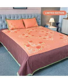 Orange Sunrise Embroidery Bed Sheet