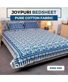 White Blue Print Bed Sheet