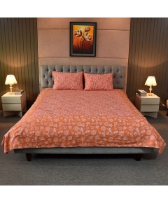 Coral Glow – Screen Print & Embroidery Fusion Bed