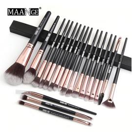 MAANGE 20pcs Makeup Brushes Black Golden Color With Pouch
