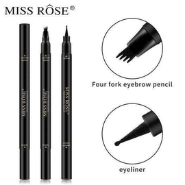 MISS ROSE Double Head 4 Fork Eyebrow Pencil 2 In 1 Black