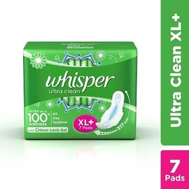 Whisper Ultra Clean Sanitary Pads for Women XL+ 7 Napkins, 3 image