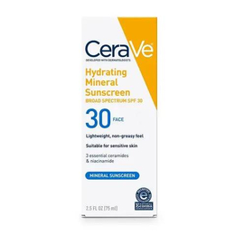 CeraVe Hydrating Mineral Sunscreen SPF 30 Face Lotion 75ml, 4 image