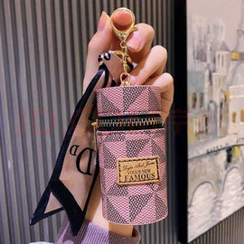 Luxury Leather Bucket Lipstick Bag With Silk Scarf, 2 image