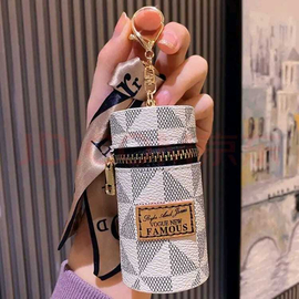 Luxury Leather Bucket Lipstick Bag With Silk Scarf, 5 image