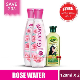 Gulabari Premium Rose Water Dual Pack (Free Methi Amla Hair Oil 40 ml) 120 ml