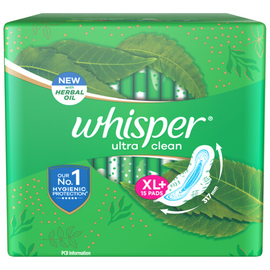 Whisper Ultra Clean Wings Sanitary Pads for Women, XL 15 Napkins