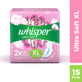 Whisper Ultra Softs Air Fresh Sanitary Pads for Women, XL 30 Napkins