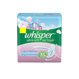 Whisper Ultra Softs Air Fresh Sanitary Pads for Women, XL 7 Napkins