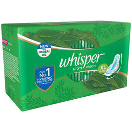 Whisper Ultra Clean Wings Sanitary Pads for Women, XL 30 Napkins