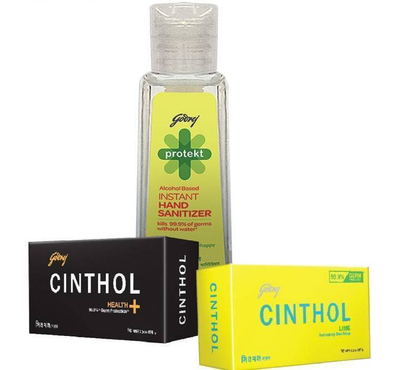 Godrej 50 ml Hand Sanitizer 2 pcs Cinthol Soap -Combo