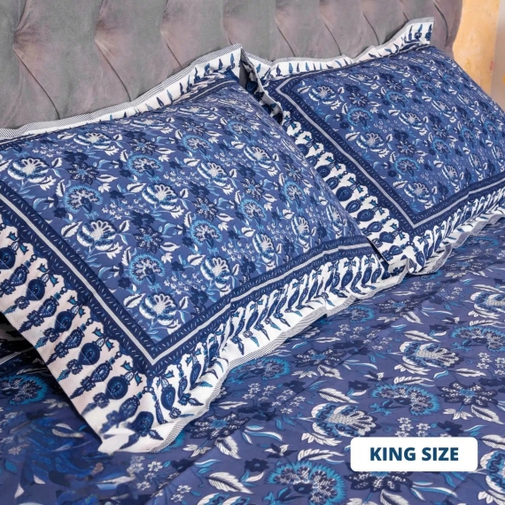 Blue Print Bed Sheet, 3 image