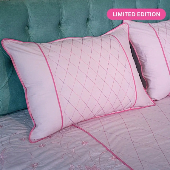 Baby Pink Embroidery Bedsheet, 4 image