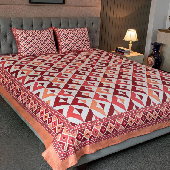 Pattern Play Printed Bed sheet – Maroon Magic