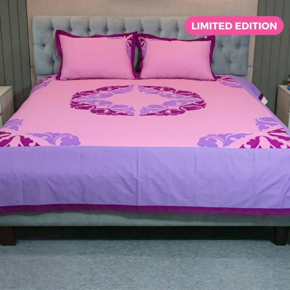 Pink Lavender Applique Bedsheet