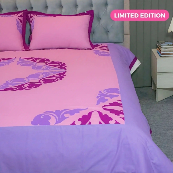 Pink Lavender Applique Bedsheet, 2 image