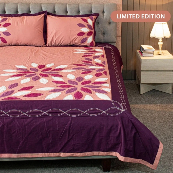 Petal Whisper Embroidered Bed Sheet, 2 image