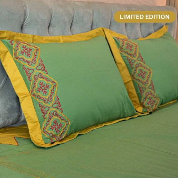 Mustard Meadow Embroidery Bed Sheet, 4 image