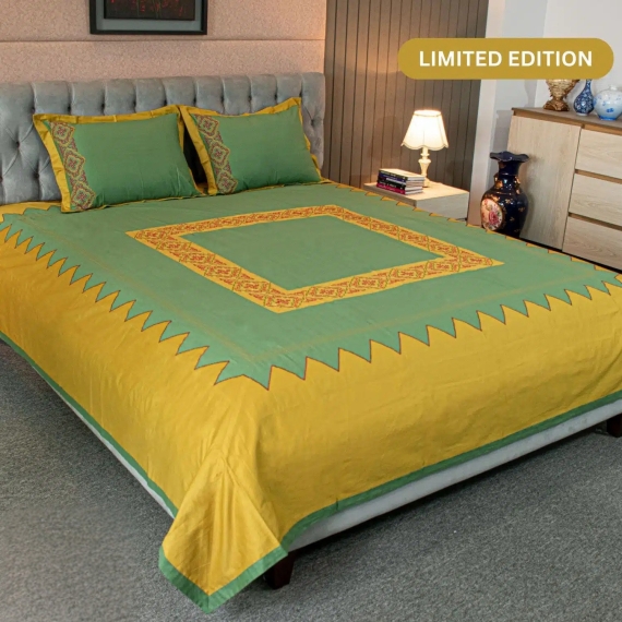 Mustard Meadow Embroidery Bed Sheet, 3 image