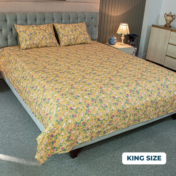 Spring Serenity Print Bedsheet – Yellow, 2 image