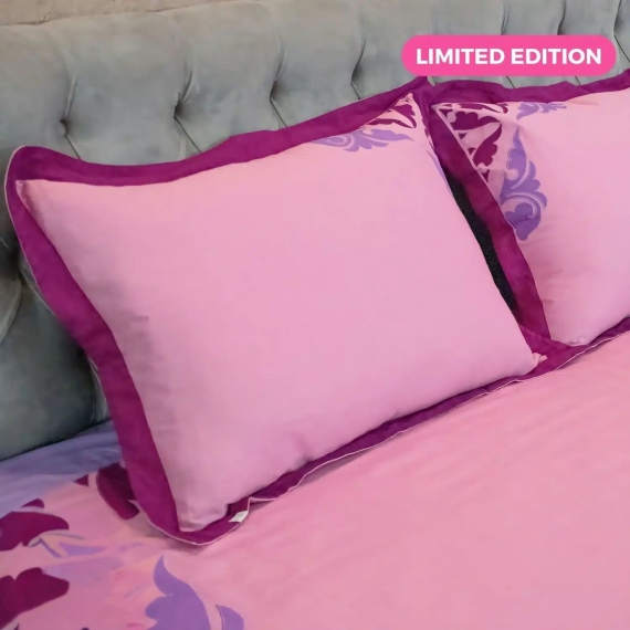 Pink Lavender Applique Bedsheet, 4 image