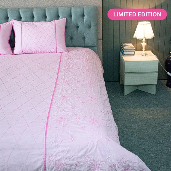 Baby Pink Embroidery Bedsheet, 2 image