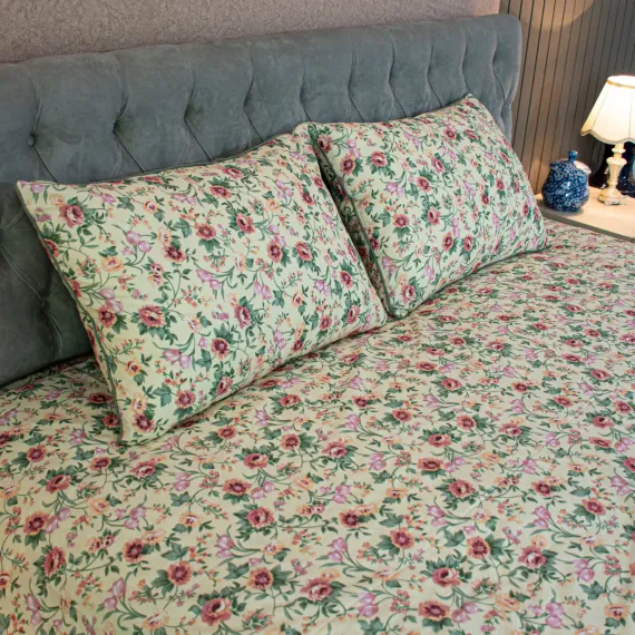 Spring Serenity Print Bedsheet – Cream, 3 image