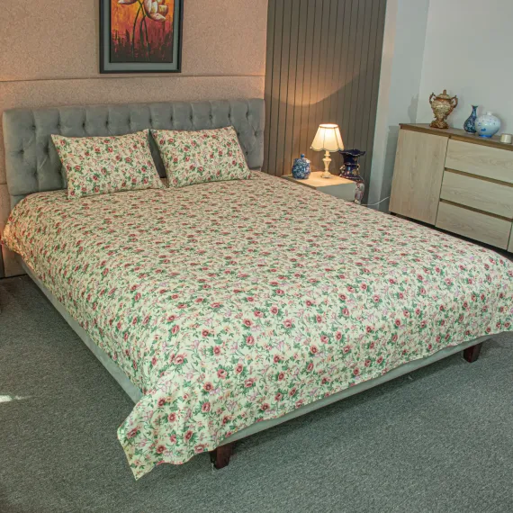 Spring Serenity Print Bedsheet – Cream, 2 image