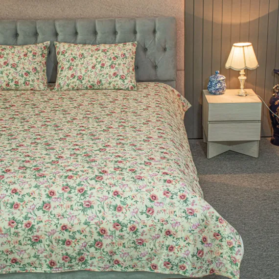 Spring Serenity Print Bedsheet – Cream