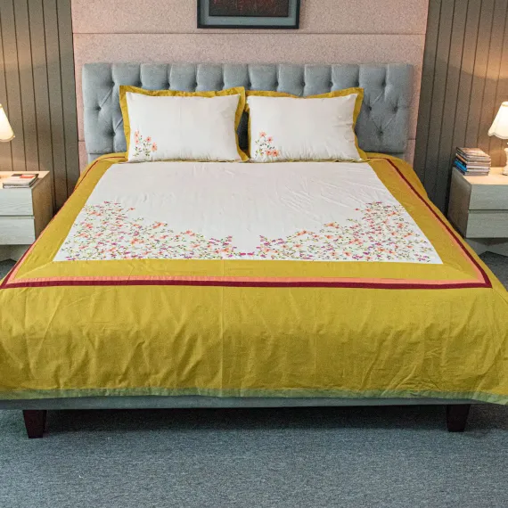 Yellow Dream Embroidery Bed Sheet