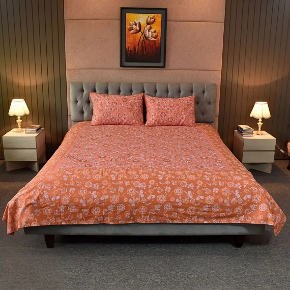 Coral Glow – Screen Print & Embroidery Fusion Bed