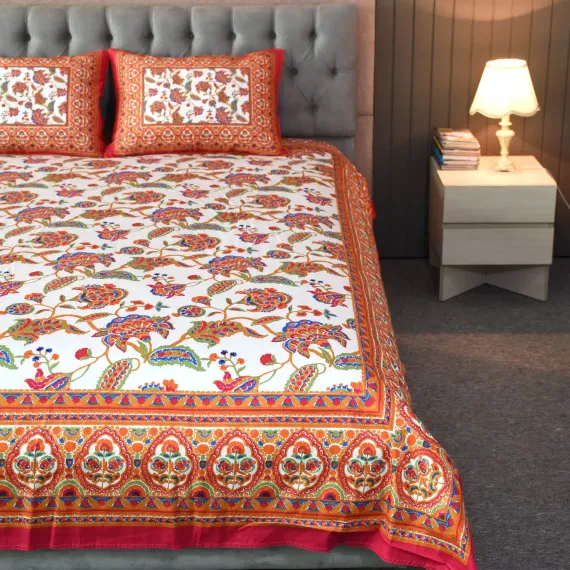 Blossom Dreams Print Bed Sheet – Persian Red, 2 image