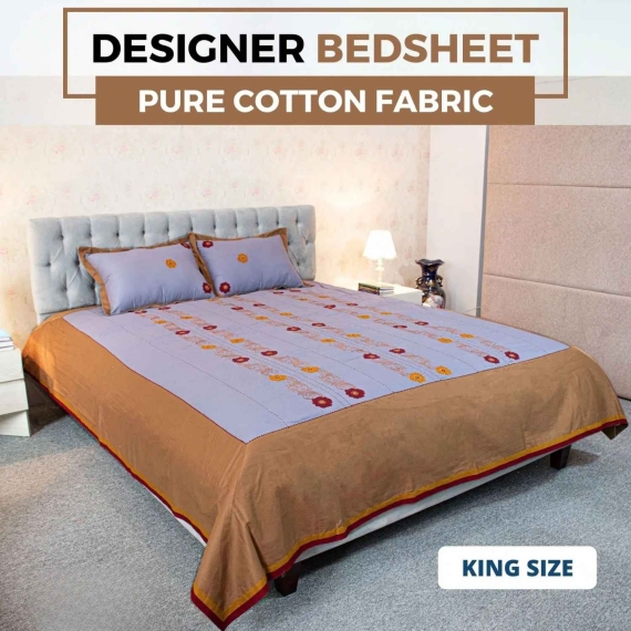 Ash Embroidery Bedsheet